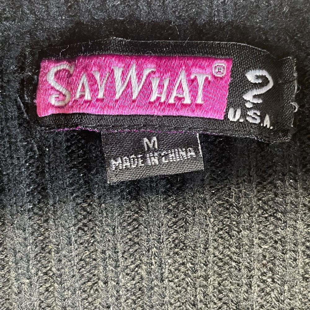 Say What Women Jacket Black Quilted Puffer Ribbed Knit Medium Hybrid Zip Up - Picture 6 of 11